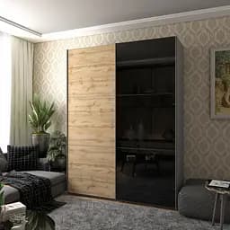 Шафа-купе Doros G-Caiser Графіт / Дуб Евок 1 ДСП / 1 Скло / 3 частини 180х60х240 (42005015) - мініатюра 5
