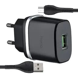 Сетевое зарядное устройство Hoco C12Q Smart QC3.0 charger set Micro (EU) Черный