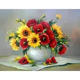 Алмазна вишивка Алмазна мозаїка зі стразами на підрамнику Квіти рідного краю 40*50 см