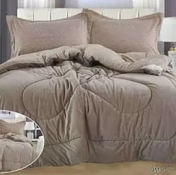 Постільна білизна Laura Grand 4 сезони QM-4-10 комбінована - зимова велюр євро комплект Світло коричневий