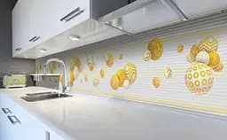 Кухонний фартух 3Д Кулі у візерунках сфери вінілова для кухні 65х250 см Геометрія Жовтий Happy Pocket Z184030 - мініатюра 5