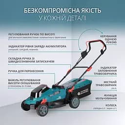 Konner & Sohnen Набір із двох акумуляторних інструментів KS 33LM-BCT20V-SET 20В газонокосарка KS 33LM-20V та тример садовий KS BCT-20V акб 1х4А·год ЗП 17.3кг - мініатюра 4