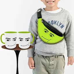 Набір: дитяча сумка-бананка+кружка Роблокс Обличчя «Roblox» 32х15см, бананка для хлопчика через плече на подарунок (00963)