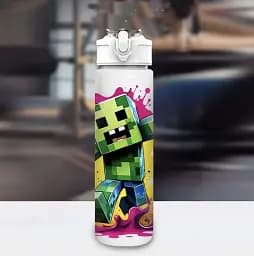 Пляшка для води Minecraft і друзі з трубочкою, 750 мл, біла