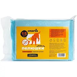 Пелюшки для тварин Smartis антибактеріальні з деревним вугіллям 60х60 см 15 шт.