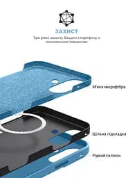 Силиконовый чехол с MagSafe для Apple iPhone 16 Plus, ICON2 MagCase, голубой, противоударный, панель с мягкой подкладкой, защита всего корпуса, поддержка беспроводной зарядки, совместим с защитными стеклами и пленками, ArmorStandart (ARM80188) - мініатюра 6