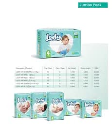 Підгузки дитячі Lody Baby Air newborn 1 (2-5 кг) Jumbo 76 шт. для новонароджених дихаючі - мініатюра 4