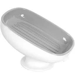 Мыльница MVM на присоске бело-серая (BP-38 WHITE/GRAY)