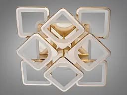 Стельова LED-люстра Diasha S8060/4+4G 3color з пультом і димером, золото, 130W, 7150 lm, квадратні акрилові плафони 49x49 см - мініатюра 5