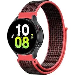 Ремінець нейлоновий на липучці BeWatch для Samsung Galaxy Watch 4/5/6 Чорний з червоним (1011339.2UW)