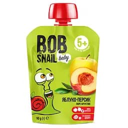 Пюре фруктовое Bob Snail Яблоко-Персик, пастеризованное, 90 г