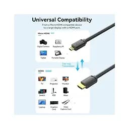 Кабель мультимедійний HDMI M to HDMI micro M 1.0m 4K black Vention (AGIBF) - мініатюра 6