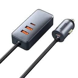 Автомобільний зарядний пристрій Baseus Share Together PPS multi-port Fast charging with extension cord 120W 2U+2C Gray (CCBT-A0G) - мініатюра 3
