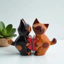 Кошки пара с сердечком дерево 13,5х8х3 см