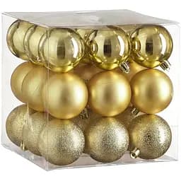 Елочные шары House of Seasons пластиковые 6 см 27 шт. золотистые (8720967923168)