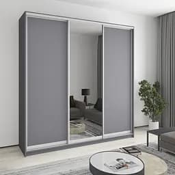 Шкаф-купе трехдверный MebelStar Стандарт AL 2ДСП/Зеркало 230x60x240 см Антрацит (MBS-1841)