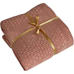 Простыня-покрывало вафельное HomeBrand Пике, хлопок, 220х160 см, коричневая (2420)