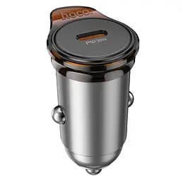 Автомобільний зарядний пристрій Hoco NZ16 Type-C PD 30W metal grey