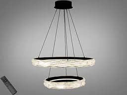 Стильна підвісна LED-люстра для кафе Diasha 583-600+400BK чорна, 2 кільця, 152Вт, 60 см, 15-21m²