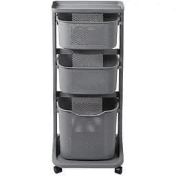 Уценка. Этажерка трехярусная с корзинами на колесах MVM, серая (FH-21 GRAY)