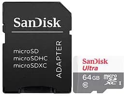 Карта пам'яті Sandisk microSDHC Ultra C10 UHS-I 100MB/s 64GB SD adaptor