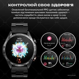 Смарт-годинник Smart Watch Haylou Solar 5 (LS20) – 1.43″ AMOLED, Bluetooth‑дзвінки, голосовий виклик, моніторинг серця/Spo2, для iOS / Android, Black - мініатюра 8