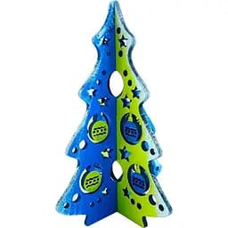 Крафтова новорічна прикраса  Українська ялинка дерев'яна розписана вручну 18х12х0.4 см 