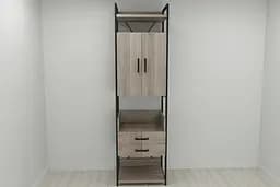 Шафа Гардероб Уні секція 5 серії Конект Ferrum-decor 220x60x50см Чорний метал ДСП Дуб Сонома Трюфель 32 мм (FRD-104514)