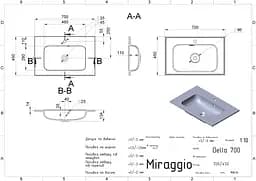 Умивальник Miraggio DELLA 700 (0001069) Mirasoft, Матовий, Накладний/Врізний, Білий - мініатюра 2