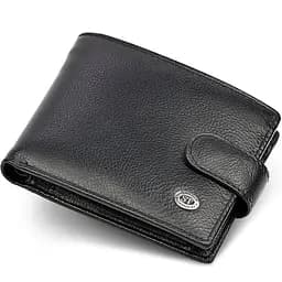 Класичне чоловіче портмоне з натуральної шкіри ST Leather ST102 чорне 9,5 см