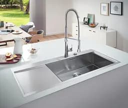 Кухонна мийка подвійна Grohe EX Sink K1000 крило зліва 31582SD0, Нержавіюча сталь - мініатюра 4