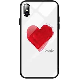 Чехол-накладка Toto Glass Fashionable Case Apple iPhone XS Max Red Heart on White