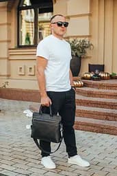 Шкіряна чоловіча сумка для документів та ноутбука чорна Tiding Bag NV23712 380 мм - мініатюра 8