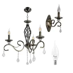 Комплект: Люстра Valeso B N1208/3 + 2 Бра B N1208/1W с лампочками