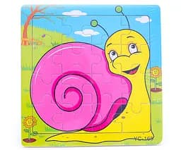 Деревянная игрушка Пазлы, 16 деталей (животные, насекомые, транспорт, динозавры), 15x15x0.5 см (в ассортименте)