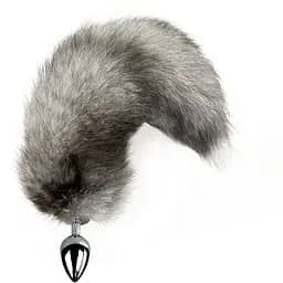 Металлическая анальная пробка Art of Sex с хвостом из натурального меха M Artctic fox