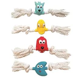 Игрушка для собак Tatrapet York латексные головы животных на веревке с пищалкой 20 см (разные фигурки) 