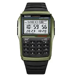 Мужские наручные часы с калькулятором Skmei 2255 (Зеленые)