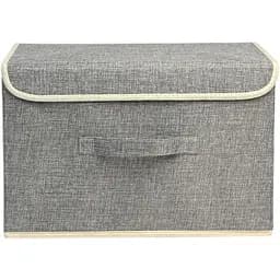 Ящик для зберігання МВМ My Home з кришкою текстильний 380x250x250 мм світло-сірий (TH-07 M LIGHT GRAY)