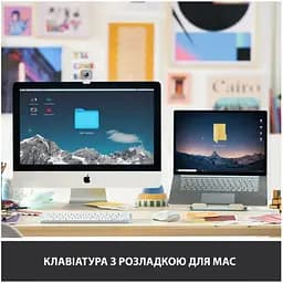 Клавіатура MX Keys Mini For Mac Wireless Illuminated Pale Grey Logitech teh0022911 - мініатюра 2