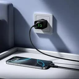 Мережевий зарядний пристрій адаптер HOCO CS84A 1 USB/1Type-C, 30 W, підтримка швидкого заряджання PD/QC/FCP/AFC Чорний - мініатюра 6
