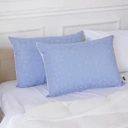 Подушка пухова MirSon Karmen №1804 Bio-Blue середня пух 90% 50х70 см біло-блакитна (2200003011876) - мініатюра 4