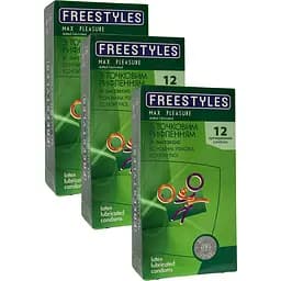 Презервативы Freestyles Max Pleasure 3 упаковки х 12 шт.