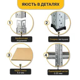 Стелаж кутовий LEOBRO Premium 180 х 90 х 40 см, 175кг/полиця, 5 полиць (LB-R123) - мініатюра 6