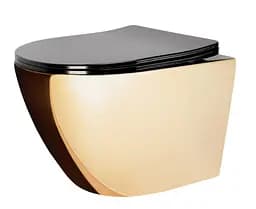 Подвесной унитаз Rea Carlo flat mini gold/black REA-C8990, Золотой