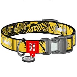 Нашийник для собак Waudog Nylon з QR паспортом Бетмен Ескіз р.S 15 мм 25-35 см (280-1081)