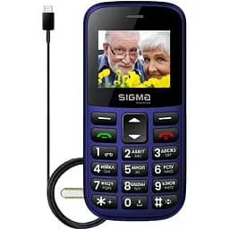 Мобильный телефон Sigma mobile Comfort 50 Easy Type-C, синий, "бабушкофон", 2 Mini-SIM, дисплей 1.77" цветной (160x128)