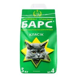Наповнювач для котячих туалетів Барс №4 бентонітовий класик  без ароматизатора зелений 5 кг