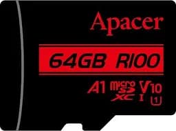 Карта пам'яті Apacer MicroSDXC R100 64GB Class 10 UHS-I/U1 + SD adapter (AP64GMCSX10UB-R) [139259] - мініатюра 2