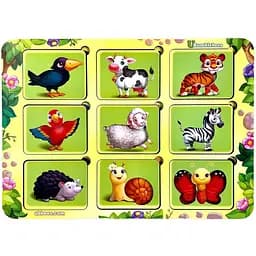 Деревянный пазл-вкладыш Где чей узор? Ubumblebees (ПСФ052) PSF052 сортер-трафарет